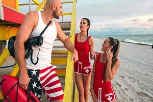 Horny Lifeguards Share A Cock – MacKenzie Mace, Kylie Rocket & JMac