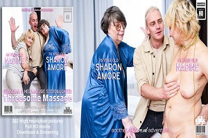 Nadine & Sharon Amore – A hard threesome with a toyboy masseur, horny grandma Sharon Amore & her mature stepdaughter Nadine