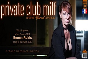 Emma Rubis – Emma Rubis is a hot French MILF that has hardcore sex with a younger man in a private club