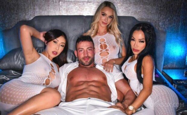 Cj Miles, Emma Hix, Nicole Doshi Big Dick Hunk Milked By Three Vicious Pornstars In An Interracial Orgy