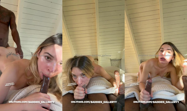 Izzy Swallows Blonde Beauty Sucks Dildo While Fucked By BBC