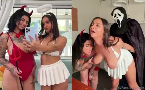 Azzy Star & Hailey Rose – Stalked & Fucked on Halloween OnlyFans