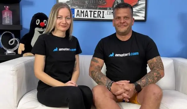 April Hugs – Hot blonde milf is a little nervous