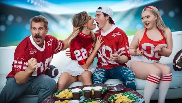 Charlie Forde & Eva Nyx – Family Football Sunday Ritual: A Foursome for a Touchdown!