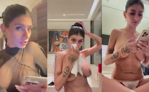Mia Khalifa – Naked Hotel Dinner See Through Dress OnlyFans Model Scene